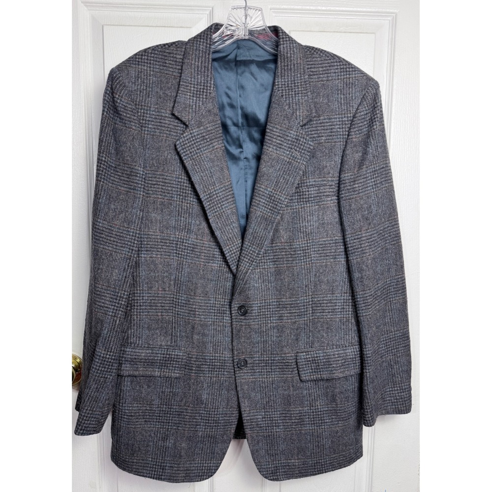 Arnie Arnold Palmer Mens 40R Grey Glen Plaid Wool Lambswool Blazer Sport Coat